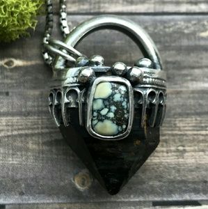 Phantom Quartz & turquoise pendant
